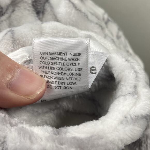 Liz Claiborne Robe Women's Size Large Fleece L/S Long Length Gray Floral NEW - Picture 5 of 6